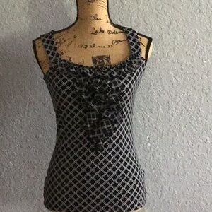 White House/Black Market Black and White Checkered Women's Top